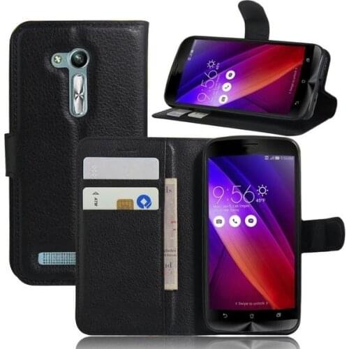 100pcs/lot Free shipping New Arrival Lychee Wallet Leather Case Stand With Card Holder For Asus Zenfone GO ZB452KG