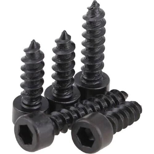 100pcs/lot M2 M2.6 M3 Carbon steel blackened cup head hexagon tapping speaker screws