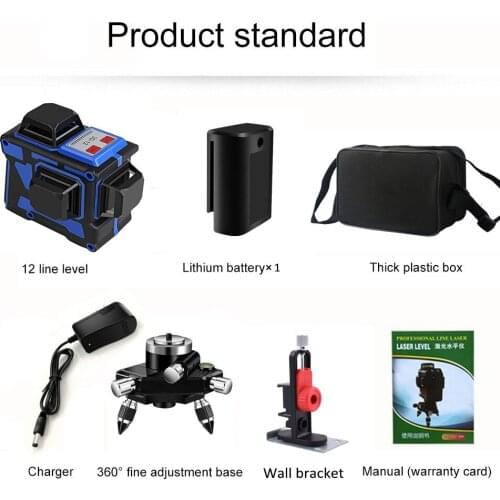 NEW 12 Lines 3D Green Laser Levels Self Leveling 360 Horizontal and Vertical Cross Super Powerful Green Laser Beam Line