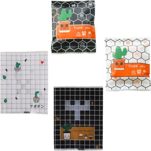 25PCS 50Pcs Cute Cactus Pattern Plastic Bag Wedding Birthday Cookie Candy Gift Packaging Bags Party Favors Food Cake Package