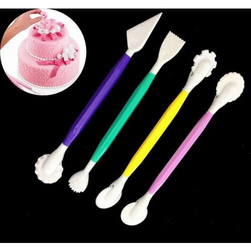 3pcs/4Pcs Fondant Cake Decorating Modelling Tools 8 Patterns Flower Decoration Pen Pastry Carving Cutter Baking Craft Cake Mold