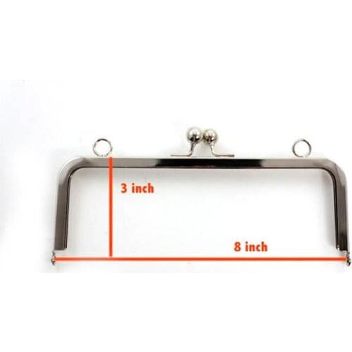 8 x 3 inches (20 x 7.5 cm) - Large Silver Clutch Frame with Chain Loops on Top - 10 Pieces