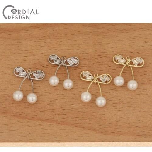 Cordial Design 50Pcs 22*24MM Jewelry Accessories/Hand Made/CZ Claw Chain/Bowknot Shape/Jewelry Making/DIY Parts/Earring Findings