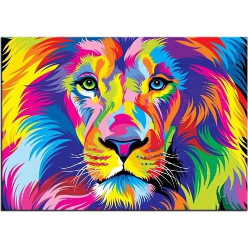 5D DIY Diamond Painting Color Lion Animal Diamond Painting Cross Stitch Colored Owl &Balloons Needlework Home Decorative
