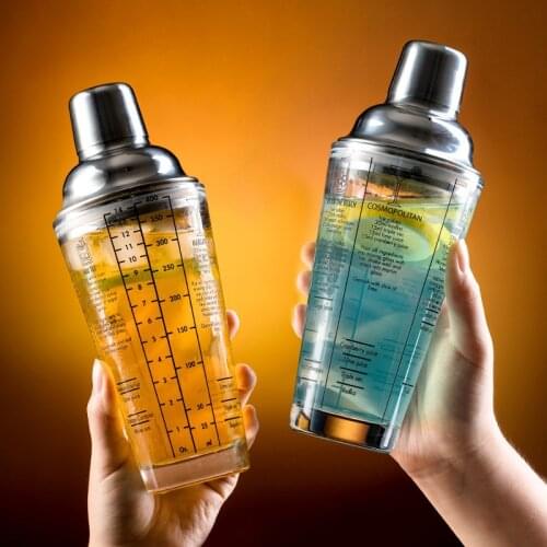 400ML Barware Stainless Steel Scale Cocktail Shaker Cup Bartender Mixing Glass Fruit Juice Snow Grams Cup Water Bottle Bar Tool