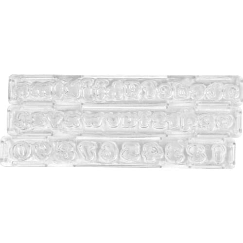Free Shipping Plastic 3pcs Lowercase Alphabet and Numbers Patterns Fondant Stamps Embosser DIY Baking Molds Set