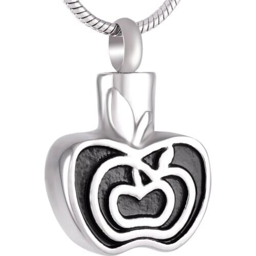 Cremation ashes /Gold/Rose gold/Black Stainless Steel Apple Memorial Urn Necklace Keepsake Pendant jewelry with