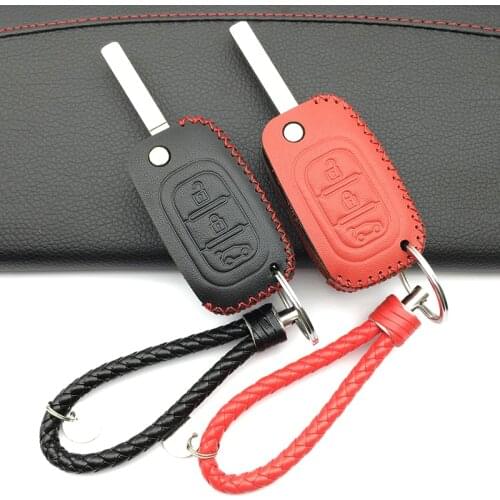 Car leather key case keyboard cover for Lada Sedan Largus Kalina Granta Vesta X-Ray XRay for Renault Dacia 3 Buttons Key Shell