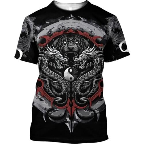 Dragon Tiger Yin And Yang Tattoo Mens 3D Print Casual T-Shirts Unisex Harajuku Summer Tees Hip-Hop Women Tops Plus Sizes 01