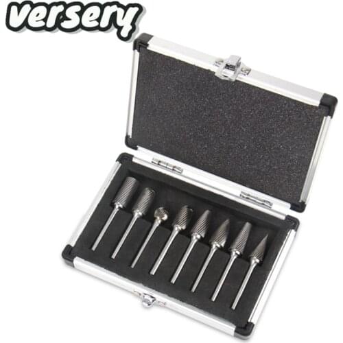 Free Shipping 8PCS/Set 6mm Shank Tungsten Carbide Rotary burr kit Point File Die Grinder Abrasive Tools Milling Cutter Carving