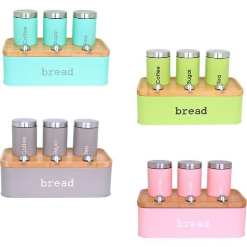 Storage Tank Food Container with Bamboo Covered Lid Kitchen Food Grain Herbs Salt Seasoning Seeds Organizer Holder