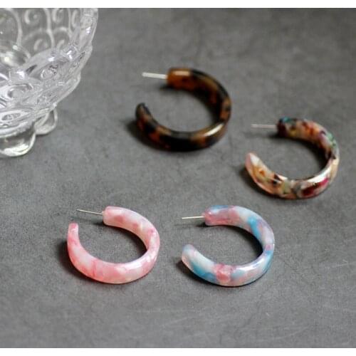 Min order 4pair/lot color pattern print Letter C Shape Fahion Women Stud Earrings acetic acid/acrylic diy jewelry accessory
