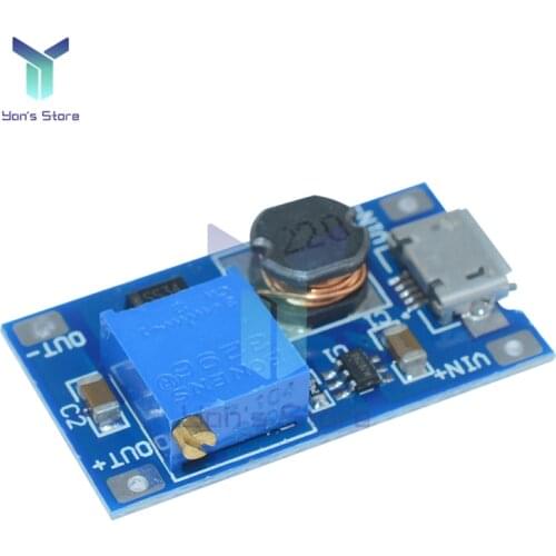 MT3608 DC-DC 2-24V to 5-28V 6V 12V 24V 2A Boost Step Up Converter Module Interface Adjustable 3296 Potentiometer with Micro USB