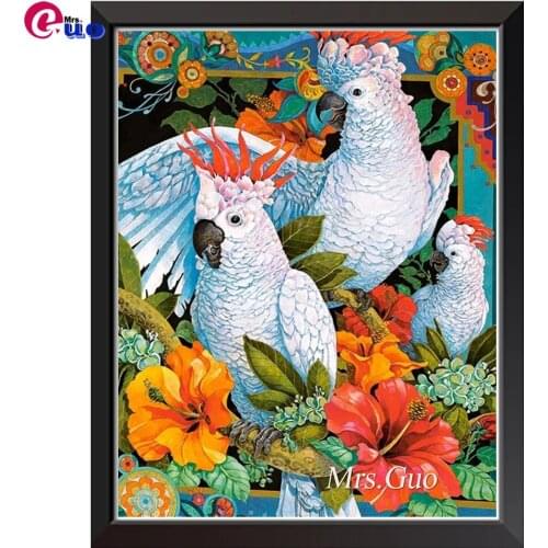 New 5D DIY Diamond Painting Full Square/Round Diamond Embroidery Puzzles Tropical Flower And Parrot Cross Stitch Mosaic Decor
