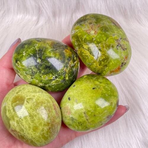 Natural Green Opal Palm Massage Crystal Quartz Healing Reiki Home Decoration