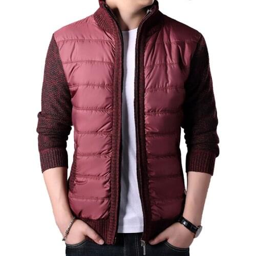 New Mens Winter Jackets Thick Sweater Coat Male Fad Parkas Patchwork Sweatercoat Zipper Cardigans Sweater Man Jacket Outerwear