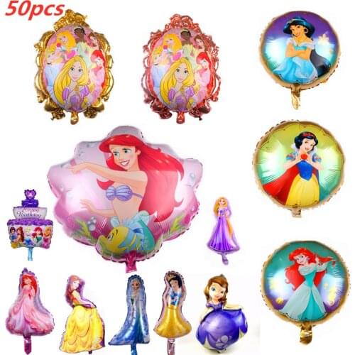 50pcs Wholesale 18/16 inch Princess balloons Baby Girl Happy Birthday party decorations Party supplies helium balloon Kids toys