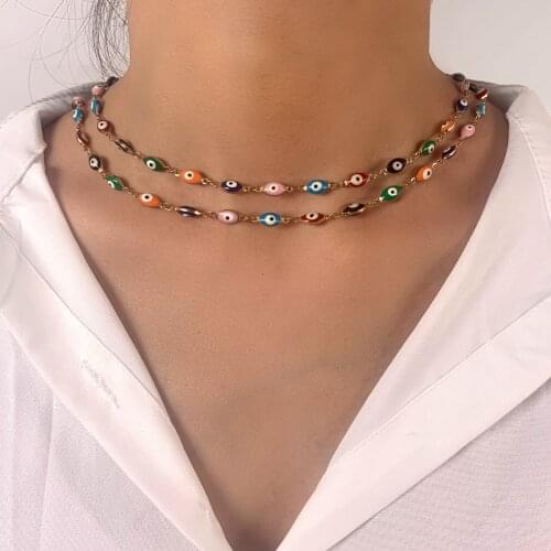 Bohemia Colorful Turkish Evil Eye Beaded Necklace For Women Fashion Handmade Beads Strand Choker Necklaces Collar Jewelry Gifts