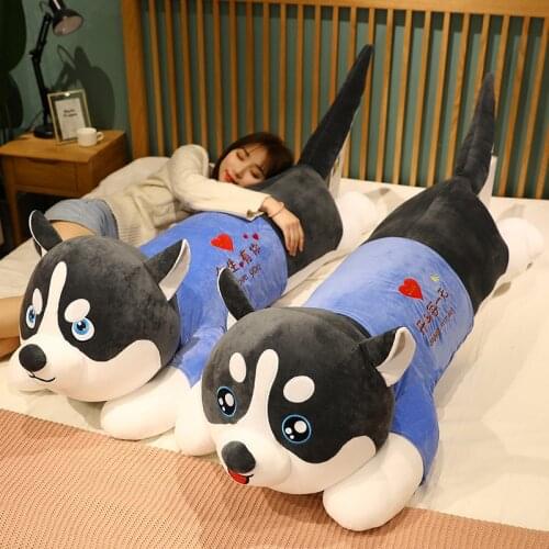 120cm Lifelike Husky Dog Plush Toy Simulation Stuffed Dog Animal Toys for Children Soft Baby Doll Kids Girl Lover Birthday Gift