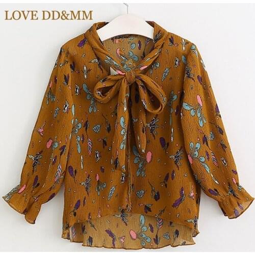 LOVE DD&MM Girls Shirt 2020 New Childrens Clothing Girl With Leaves Printed Chiffon Long-Sleeved Shirt Childrens Fashion Coat