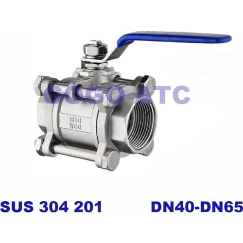 Three-piece ball valve Q11F-16P stainless steel 304/201 DN40-DN65MM valve 3PC handle thread female thread welding