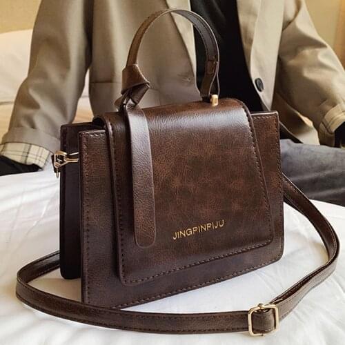 Vintage Solid Color PU Leather Crossbody Bags For Women 2021 Womens Brand Designer Small Handbag Travel Shoulder Messenger Bag