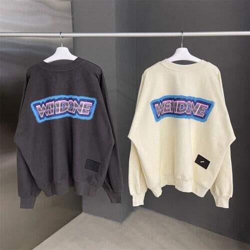 Logo Printing WE11DONE Oversize Sweatshirts Men Women High Quality Retro Washing Welldone Crewneck Hoodie Street wear