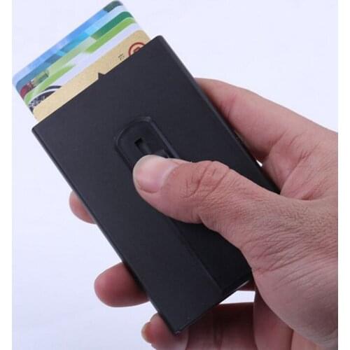 Vintage 2020 Slim RFID Blocking Card Holders Mini ID Credit Card Protector Case Aluminum Automatic Slide Business Card Holder