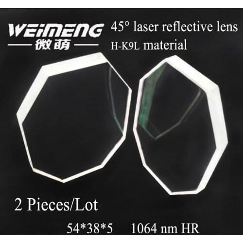 Weimeng Octagonal laser reflector lens 45 degrees length:54 width:38mm Thickness:5mm H-K9L 1064nm for optical