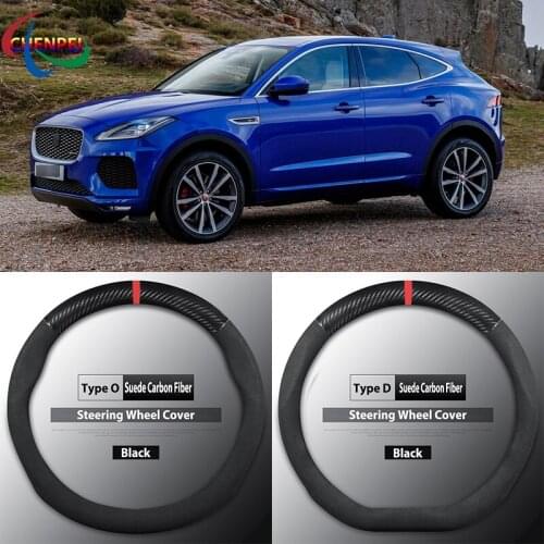 Four Seasons Universal Non-Slip Carbon Fiber Suede Steering Wheel Cover For Jaguar E-PACE Car Interior Accessories