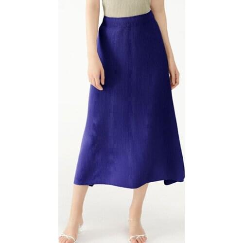 Miyake pleated woman skirt 2021 summer and autumn new high waist thin a-line skirt solid casual light luxury basic skirts