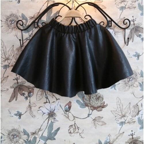 2-10 y baby girls skirts 2017 spring female girls faux leather mini skirts fashion elastic waist Faldas chicas Jupes filles