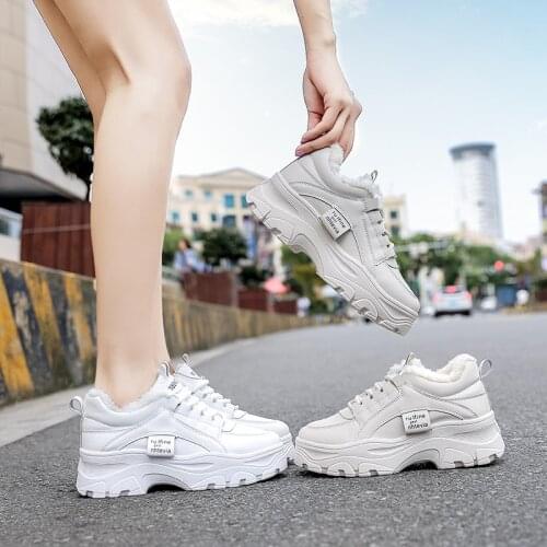Womens Running Shoes Breathable Lace-up Soft Light Thick Bottom Sneakers Height Increase Hard-Wearing Footwear