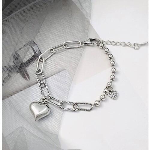 YIZIZAI Geometric Love Heart Bracelet Inlaid zircon Chain Bracelet With For Women Jewelry Chain Pendant Bracelet