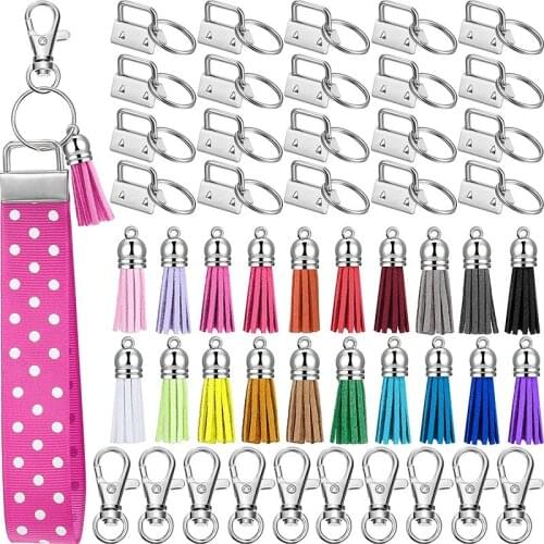 1Set(60pcs) Meetee 25mm Keychain Tassel Lobster Clasp Key Fob Wristband Hardware Hook Buckle for Sewing Bags Accessories
