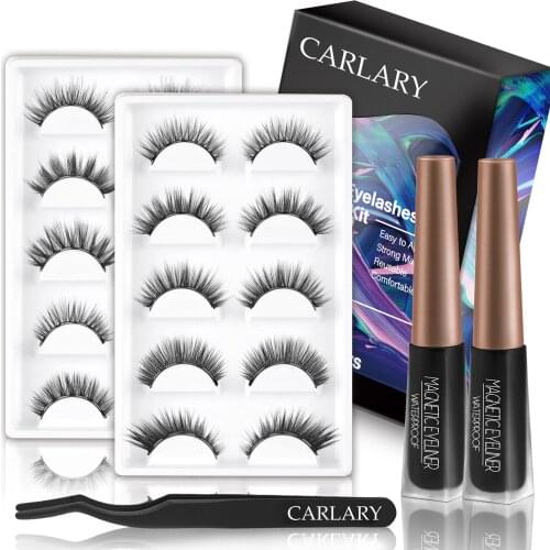 MUSELASH 10 Pairs Magnetic Eyelashes 3D Mink Eyelashes Magnetic Eyeliner Lasting Handmade Eyelash Makeup Tool Magnetic Lashes