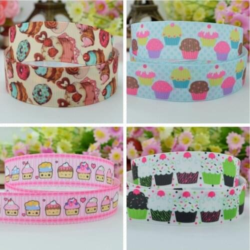 10 Yards 22mm 7/8" Cup cake sweet Printed grosgrain ribbon hair bow Headwear DIY hair accessories retail