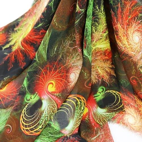 100cm*150cm Phoenix Pattern Chiffon Fabric 75d Pearl print Chiffon Material dress fashion cloths