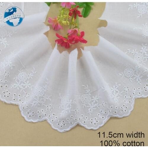 11.5cm width 100% Cotton embroid lace sewing ribbon guipure trim wedding lace DIY Garment Accessories african lace#3312