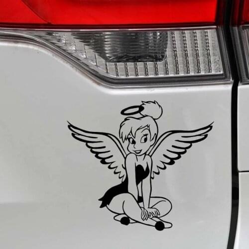 14*12.7CM Cute Lovely Animate Fairy Angel High Quality Covering The Body Decal Car Sticker Black/Silver C20-1332