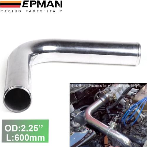 2pcs/unit 57mm 2.25" 90 Degree Aluminum Turbo Intercooler Pipe Tube piping L:600mm For Golf MK2 8V EP-UP90-600-57