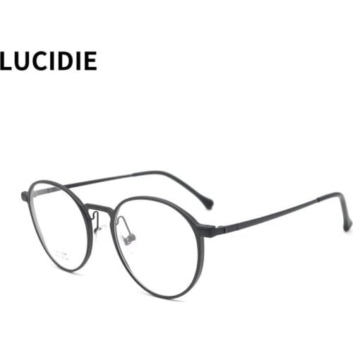 LUCIDIE 2021 Fashion Vintage Round Glasses Frame Women Eyeglasses Optical Aluminum Clear Lens Myopia Glasses for Unisex Eyewear
