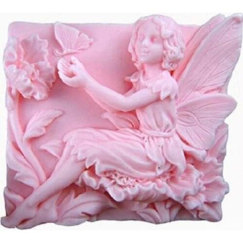 3D Fairy Mold For Handmade soap Making DIY Silicone aromatherapy gypsum ornaments cake decoration molds 3d angel flower mould