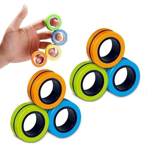50Packs/lot Magnetic Rings Fidget Unzip Toy Magic RingTools Children Magnetic Ring Finger Spinner Ring Adult Decompression Toys