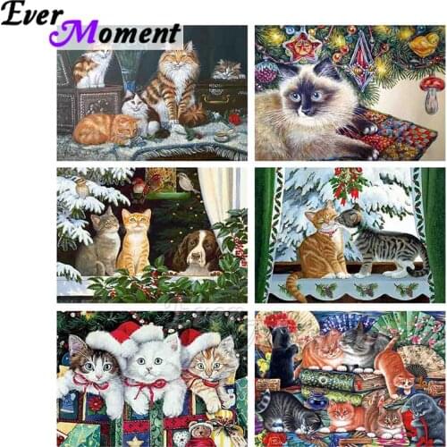 Ever Moment Diamond Painting Christmas Cat Mystery Box Gift Room Decoration Cute Art Collection Storage Crafts DIY 5D ASF2324