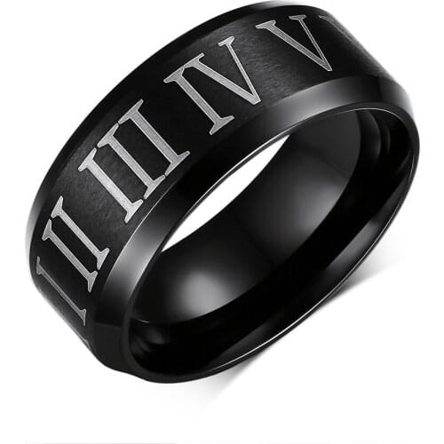 Black number ring for men fashionable jewelry titanium steel