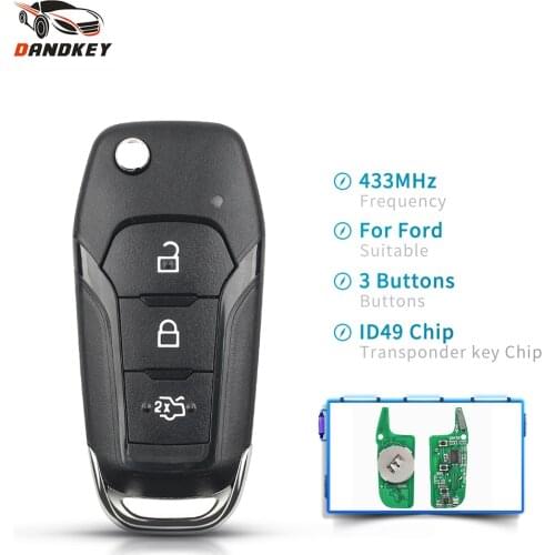 Dandkey DS7T-15K601-B For Ford KA+ Mondeo Galaxy S-Max 2014 2015 2016 For 3 Buttons Smart Car Key 433Mhz ID49 Chip Remote Key