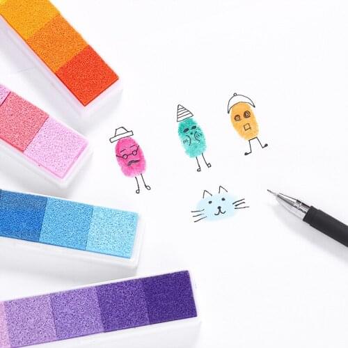Children diy finger painting stamp pad rubber stamp hand account graffiti small stamp pad color gradient strip stamp pad ink pad