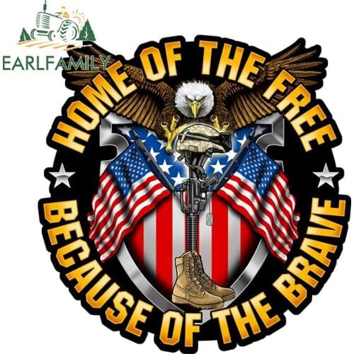 EARLFAMILY 13cm x 12.7cm for Skull Society Home of The Free Because of The Brave Car Sticker Waterproof Decal VAN Vinyl Car Wrap