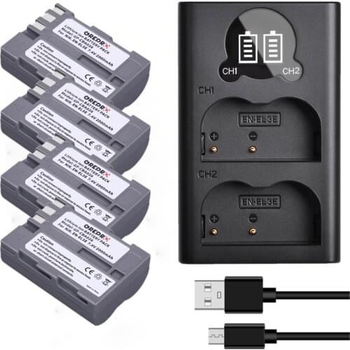 EN EL3e EN-EL3e Battery for Nikon D90 D80 D70 D700 D50 D70s D300s D100 D200 SLR Camera + Charger with USB and Type-C Port